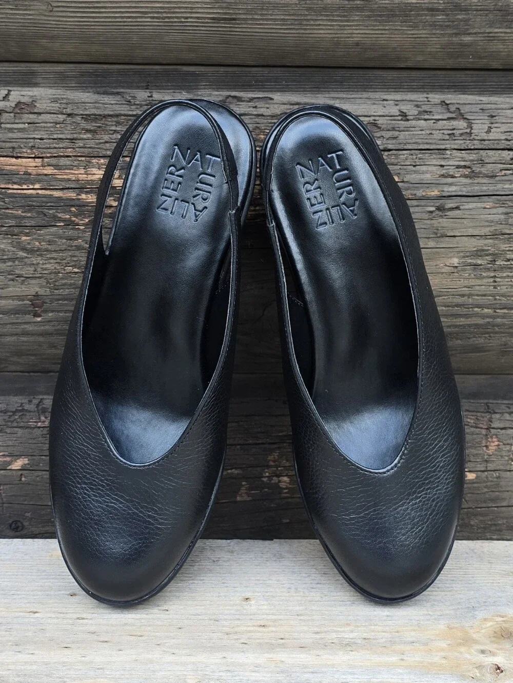 Natutalizer Sutton Y2K Corporate Chic Leather Slingback Comfort Wedge 7M